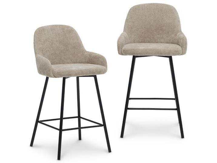 Barhocker VIVIANNE 2er Set gepolstert – Beige von CARO-Möbel