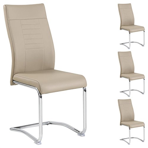 CARO-Möbel 4er Set Esszimmerstuhl Küchenstuhl Schwingstuhl Loano, Gestell in Chrom, Bezug aus Lederimitat in braun CARO-Möbel 4er Set Esszimmerstuhl Küchenstuhl Schwingstuhl Loano, Gestell in Chrom, Bezug aus Lederimitat in braun von CARO-Möbel