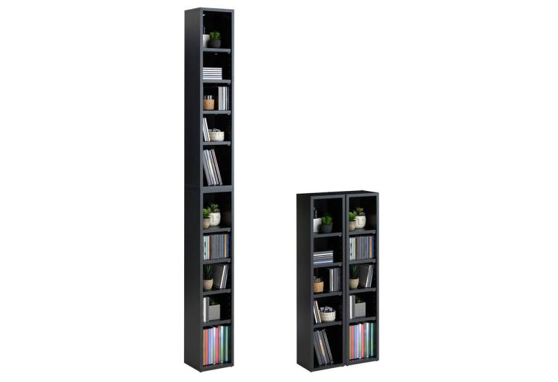 CARO-Möbel CD-Regal CHART, Medienregal aus 2 Modulen Medien Aufbewahrung bis 160 CDs beton dunkel von CARO-Möbel