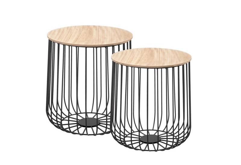 CARO-Möbel Couchtisch ERRANO, Couchtisch 2er Set Beistelltisch Wohnzimmer Sofa Metallkorb mit Staura von CARO-Möbel