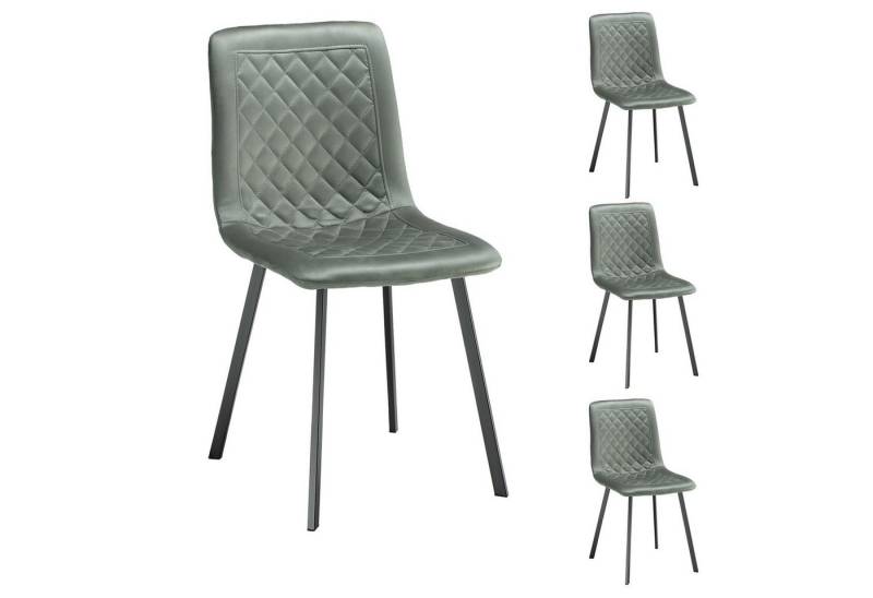 CARO-Möbel Esszimmerstuhl (4 St), Esszimmerstuhl Küchenstuhl 4-Fuß-Stuhl Metallgestell 4er-Set grün Wabe von CARO-Möbel
