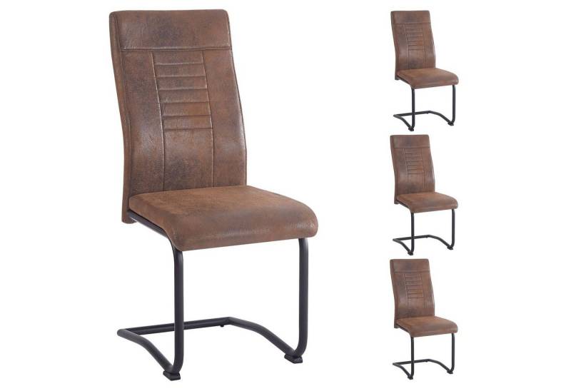 CARO-Möbel Esszimmerstuhl ALBA (4 St), Esszimmerstuhl 4er-Set mit Schwinggestell aus Metall Schwingstuhl Stof von CARO-Möbel