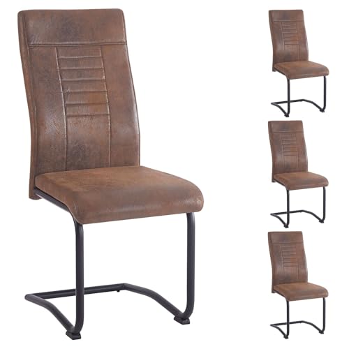 CARO-Möbel Esszimmerstuhl ALBA in Vintage 4er-Set, mit Schwinggestell aus Metall, Sitzschale gepolstert und mit Stoff bezogen, Schwingstuhl gepolstert von CARO-Möbel
