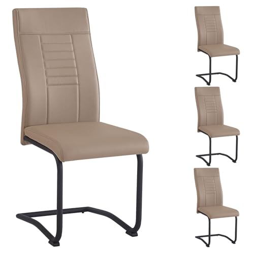 CARO-Möbel Esszimmerstuhl Loano 4er-Set, mit Schwinggestell aus Metall, Sitzschale gepolstert und mit Kunstleder in braun bezogen, Schwingstuhl gepolstert von CARO-Möbel