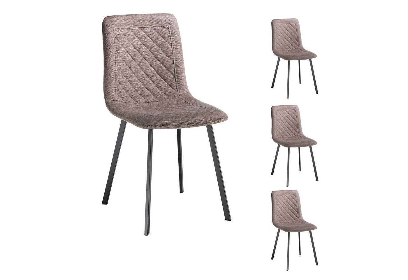 CARO-Möbel Esszimmerstuhl TREVISO (4 St), Küchenstuhl 4er Set gepolstert mit Metallgestell Beige von CARO-Möbel