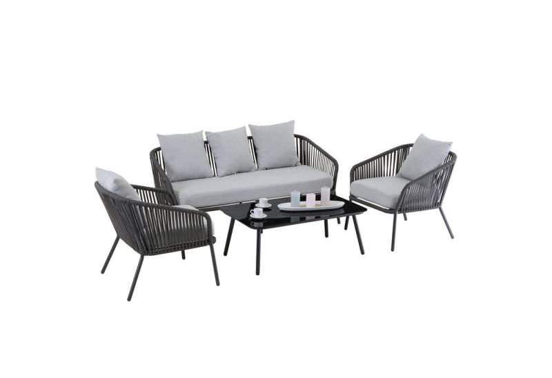 CARO-Möbel Gartenlounge-Set BENGAL, Outdoor Loungemöbel wasserabweisend, Balkonmöbel Set schwarz/grau CARO-Möbel Gartenlounge-Set BENGAL, Outdoor Loungemöbel wasserabweisend, Balkonmöbel Set schwarz/grau von CARO-Möbel