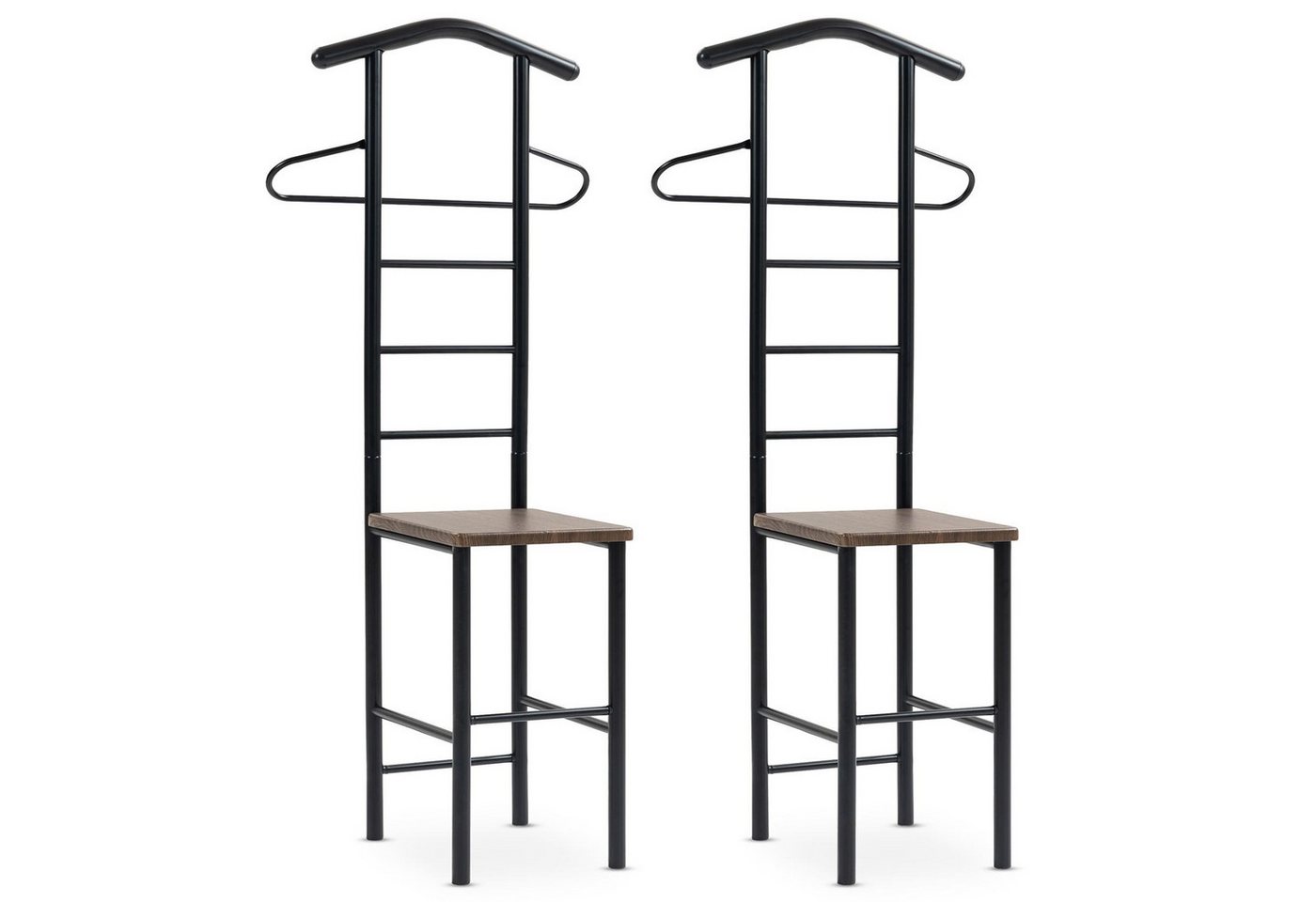 CARO-Möbel Herrendiener JIVO, Herrendiener mit ablage aus Metall und MDF modern-schwarz/braun von CARO-Möbel