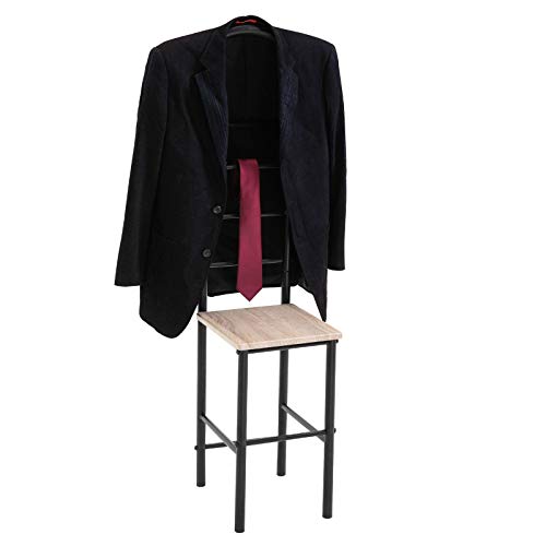 CARO-Möbel Herrendiener JIVO Stummer Diener Kleiderständer, Metallgestell schwarz und Ablage in Sonoma Eiche, 121 cm, Garderobe mit Hosenbügel von CARO-Möbel