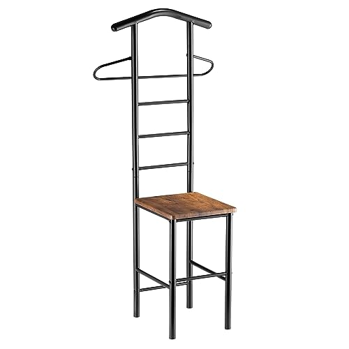 Herrendiener JIVO Stummer Diener Kleiderständer, Metallgestell schwarz und Ablage in Vintage, 121 cm, Garderobe mit Hosenbügel von CARO-Möbel