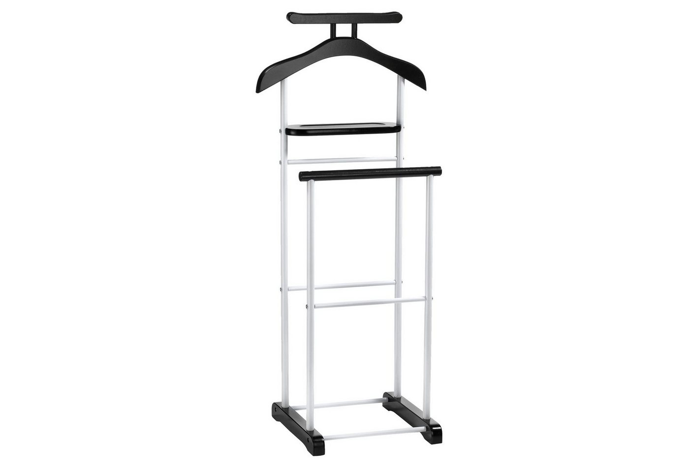 CARO-Möbel Herrendiener MEDINA, Kleiderablage mit Hosenbügel Kleiderständer Kleiderdiener weiß/schwarz von CARO-Möbel