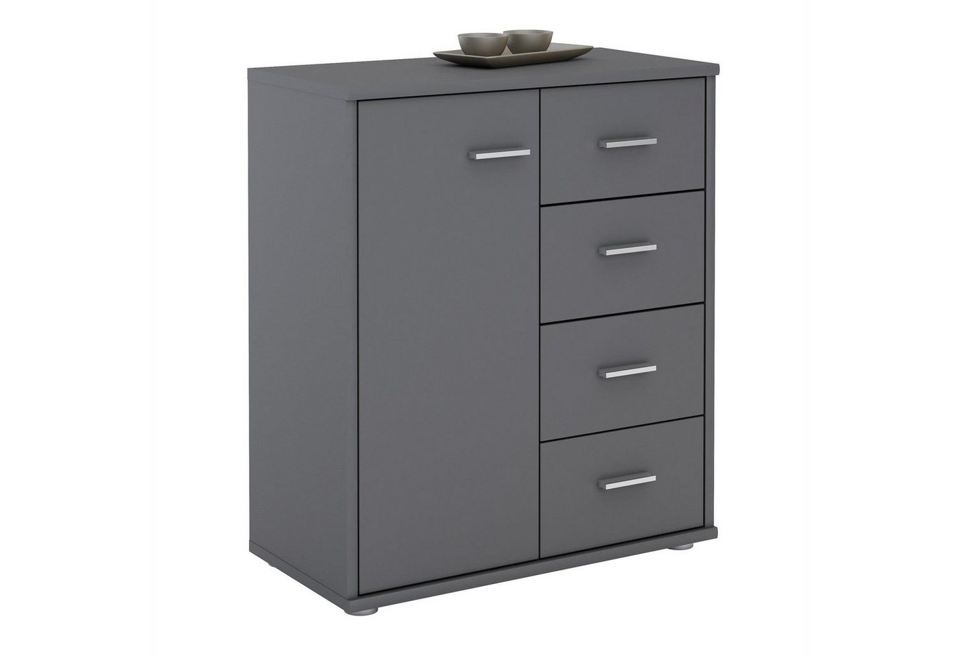 CARO-Möbel Highboard TIRANO, Kommode Sideboard High Mehrzweckschrank Akten Anrichte Design grau von CARO-Möbel