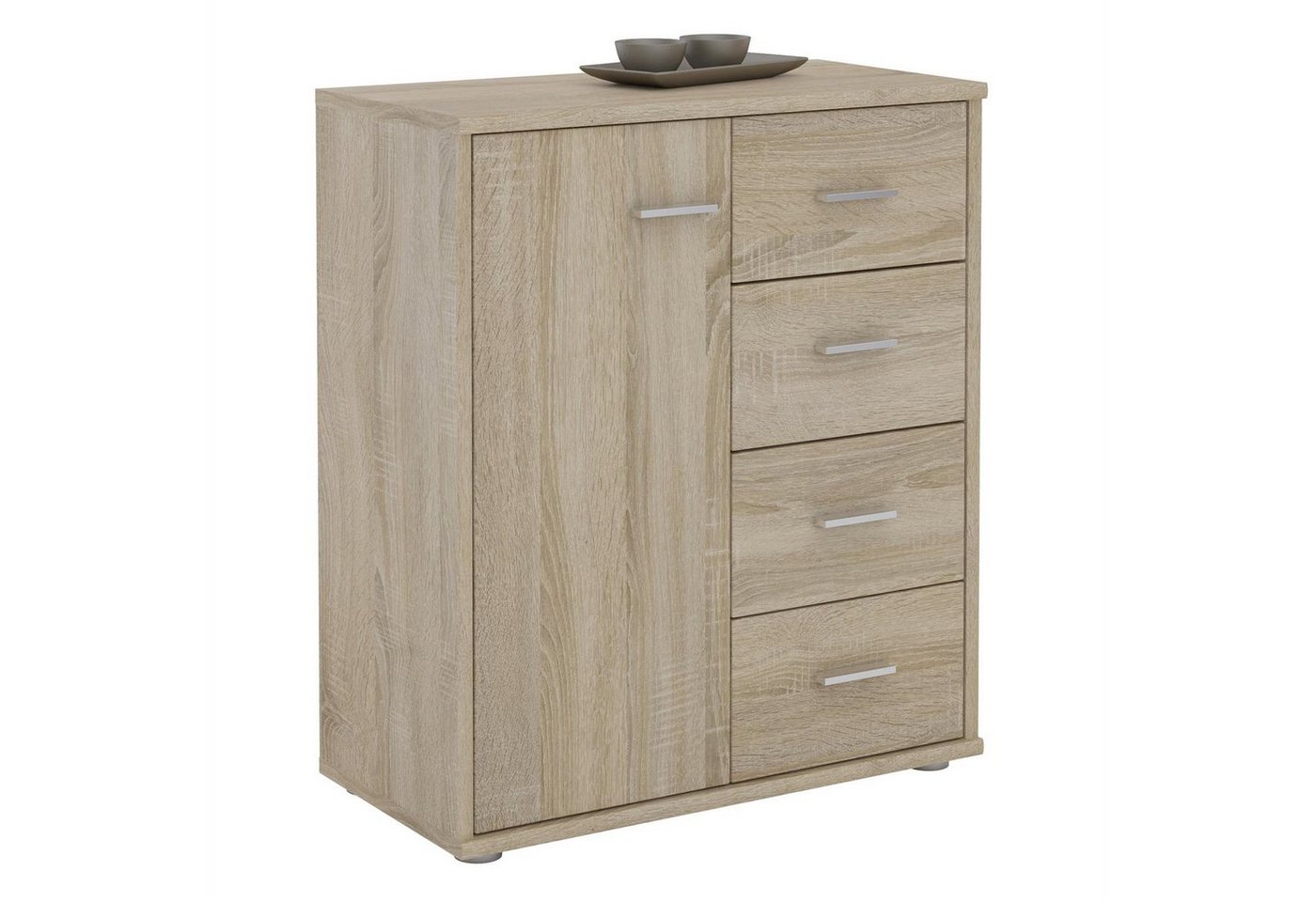 CARO-Möbel Highboard TIRANO, Kommode Sideboard High Mehrzweckschrank Akten Anrichte Sonoma Eiche von CARO-Möbel