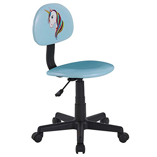 CARO-Möbel Kinderdrehstuhl Unicorn in hellblau mit Einhorn Motiv Schreibtischstuhl Drehstuhl höhenverstellbar von CARO-Möbel