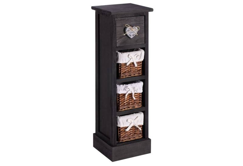 CARO-Möbel Kommode FLOWER, Regal Schubladenkommode Beistellschrank Schwarz 1 Schublade und 3 Körb von CARO-Möbel
