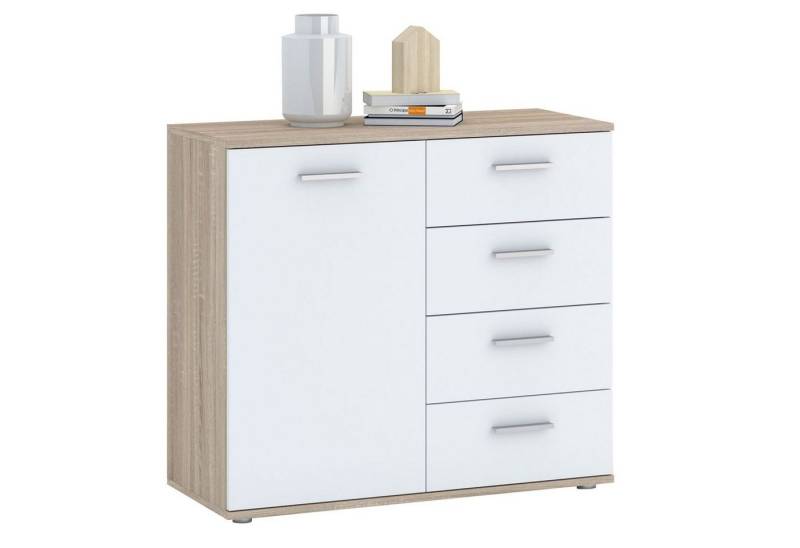 CARO-Möbel Kommode CHICAGO, Kommode Sideboard Schrank in Sonoma Eiche Highboard 4 Schubladen von CARO-Möbel