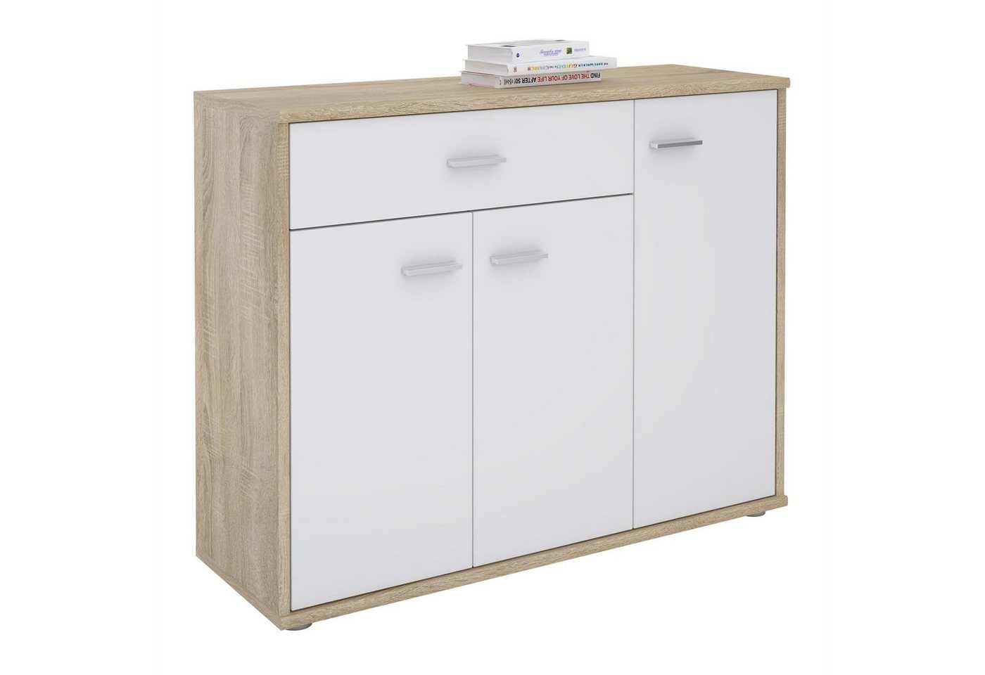 CARO-Möbel Kommode ESTELLE, Sideboard Mehrzweckschrank, 3 Türen und 1 Schublade, 88 cm breit von CARO-Möbel