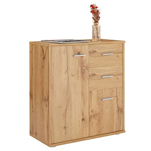 CARO-Möbel Kommode Locarno mit 2 Türen und Schubladen, modernes Highboard Bürokommode in Wotan Eiche CARO-Möbel Kommode Locarno mit 2 Türen und Schubladen, modernes Highboard Bürokommode in Wotan Eiche von CARO-Möbel