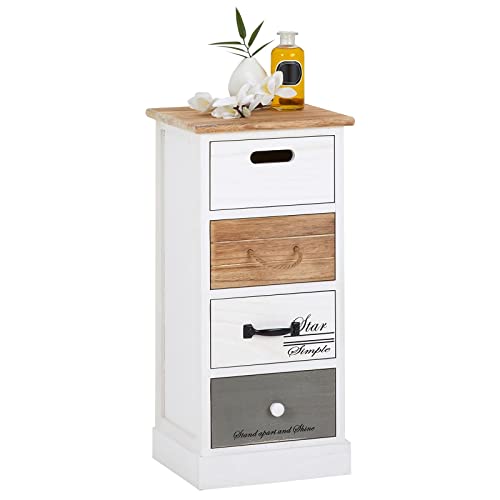CARO-Möbel Kommode Salva Schubladenschrank Standregal in weiß, Shabby Chic Vintage Look, mit 4 Schubladen von CARO-Möbel