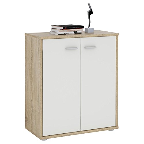CARO-Möbel Kommode Sideboard Schrank Tommy Sonoma Eiche/weiß, Anrichte mit 2 Türen inklusive Einlegeboden von CARO-Möbel