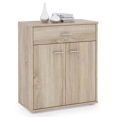 CARO-Möbel Kommode Sideboard Schrank Tommy in Sonoma Eiche, Anrichte mit 1 Schublade und 2 Türen von CARO-Möbel