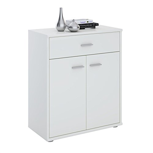 CARO-Möbel Kommode Sideboard Schrank Tommy weiß, Anrichte mit 1 Schublade und 2 Türen von CARO-Möbel