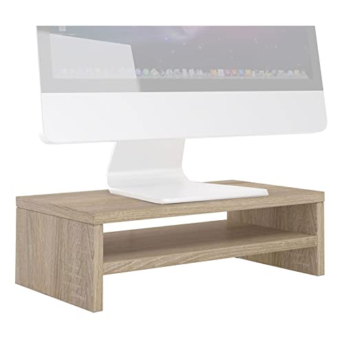 CARO-Möbel Monitorständer SUBIDA Bildschirmaufsatz Schreibtischaufsatz Bildschirmerhöhung mit Ablagefach, in Sonoma Eiche von CARO-Möbel