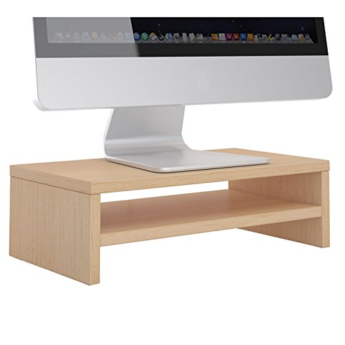 CARO-Möbel Monitorständer SUBIDA Bildschirmaufsatz Schreibtischaufsatz Bildschirmerhöhung mit Ablagefach, in buchefarben von CARO-Möbel