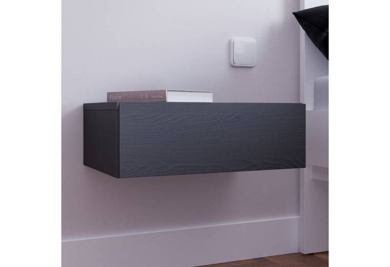 CARO-Möbel Nachtkommode ANNE, Hängender Nachttisch mit Schublade schwebendes Wandregal esche schwarz CARO-Möbel Nachtkommode ANNE, Hängender Nachttisch mit Schublade schwebendes Wandregal esche schwarz von CARO-Möbel