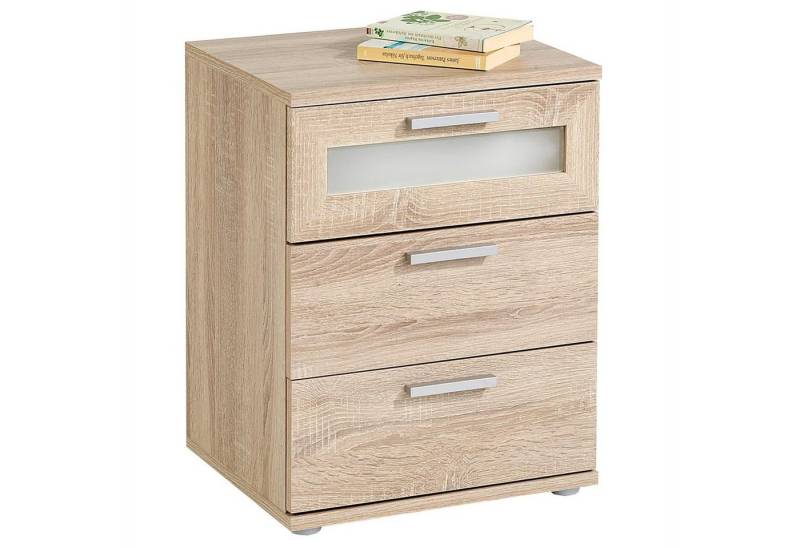 CARO-Möbel Nachtkommode MARY, Nachttisch mit 3 Schubladen, oberste mit Glaseinsatz Sonnoma Eiche CARO-Möbel Nachtkommode MARY, Nachttisch mit 3 Schubladen, oberste mit Glaseinsatz Sonnoma Eiche von CARO-Möbel