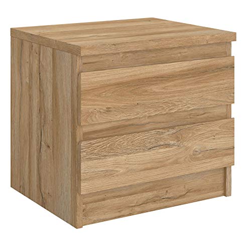 CARO-Möbel Nachttisch Aster Nachtschrank Nachtkommode mit 2 grifflosen Schubladen in Wildeiche von CARO-Möbel