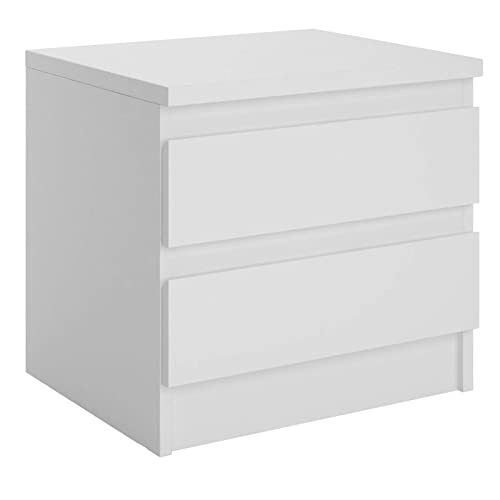 CARO-Möbel Nachttisch Aster Nachtschrank Nachtkommode mit 2 grifflosen Schubladen in weiß von CARO-Möbel