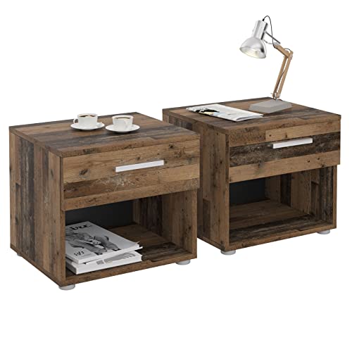 CARO-Möbel Nachttisch Mary im 2er Set Nachtschrank Nachtkommode in Old Style mit Schublade und offenem Fach CARO-Möbel Nachttisch Mary im 2er Set Nachtschrank Nachtkommode in Old Style mit Schublade und offenem Fach von CARO-Möbel