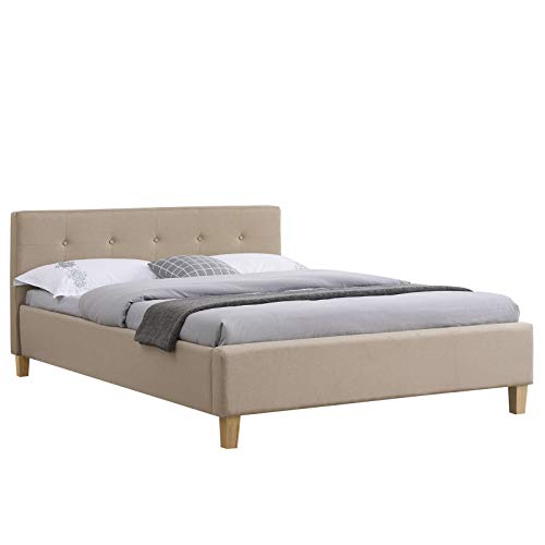 CARO-Möbel Polsterbett Adele Bett mit Stoff in beige 140x200 cm Doppelbett Jugendbett inklusive Lattenrost, Stoffbezug von CARO-Möbel