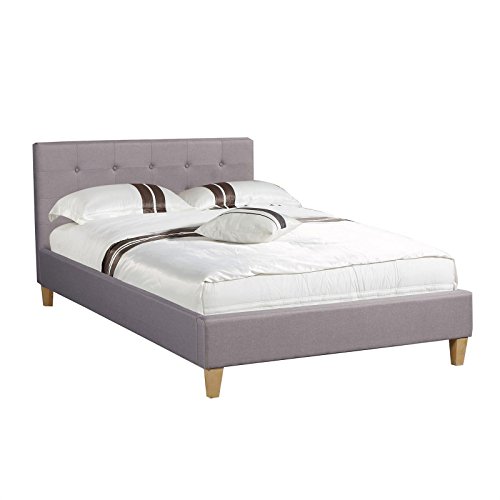 CARO-Möbel Polsterbett Adele Bett mit Stoff in grau 120x200 cm Doppelbett Jugendbett inklusive Lattenrost, Stoffbezug von CARO-Möbel