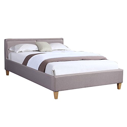 CARO-Möbel Polsterbett Anais Doppelbett 140x200 cm Designbett Bettgestell inklusive Lattenrost, Stoffbezug in grau von CARO-Möbel