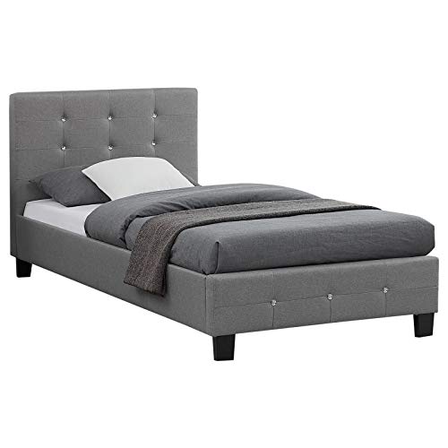 CARO-Möbel Polsterbett Delaware Bettgestell 90 x 200 cm Einzelbett Designbett mit Strasssteinen inklusive Lattenrost Textilbezug in grau CARO-Möbel Polsterbett Delaware Bettgestell 90 x 200 cm Einzelbett Designbett mit Strasssteinen inklusive Lattenrost Textilbezug in grau von CARO-Möbel
