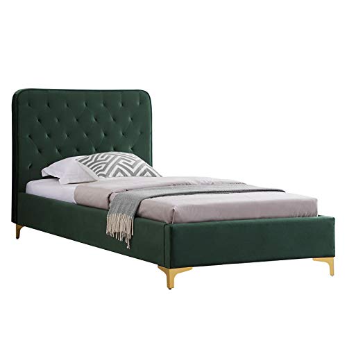 CARO-Möbel Polsterbett Glamour Bettgestell Einzelbett 90x200 cm mit Samtbezug in grün im Barock-Stil inkl. Lattenrahmen von CARO-Möbel
