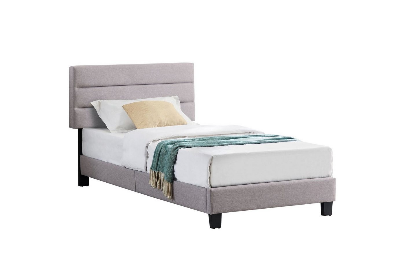 CARO-Möbel Polsterbett TUSCON, Polsterbett 90x200 cm mit Stoff Bettgestell Jugendbett Einzelbett von CARO-Möbel