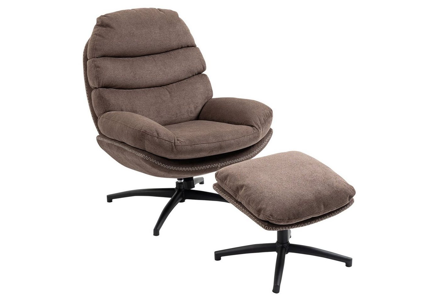 CARO-Möbel Relaxsessel, Relaxsessel mit Hocker Polstersessel Wohnzimmer Metall Stoff Modern von CARO-Möbel