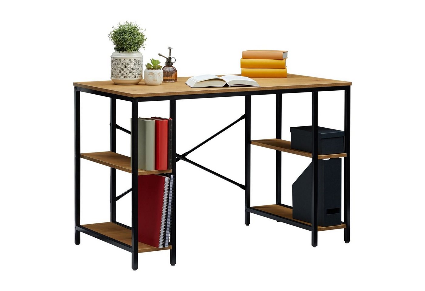 CARO-Möbel Schreibtisch EVORA, Schreibtisch Industrial Stil aus Metall in schwarz und MDF Wildeiche 4 von CARO-Möbel