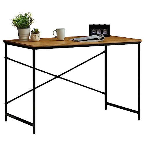 CARO-Möbel Schreibtisch IZEDA im Industrial Stil aus Metall in schwarz und MDF Wildeiche, Tisch im minimalistischen Vintage Look von CARO-Möbel