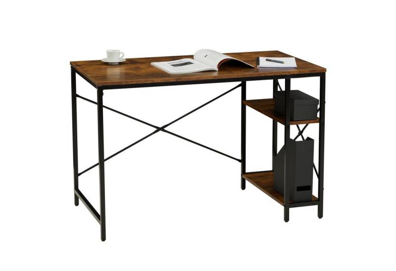 CARO-Möbel Schreibtisch TAVIRA, Schreibtisch im Industrial Stil aus Metall und MDF in Holzoptik mit 2 von CARO-Möbel