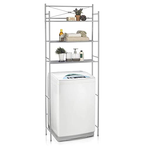 CARO-Möbel Waschmaschinenregal MARSA Toilettenregal mit 3 Ablagen Badezimmerregal Bad WC Stand Regal in grau von CARO-Möbel