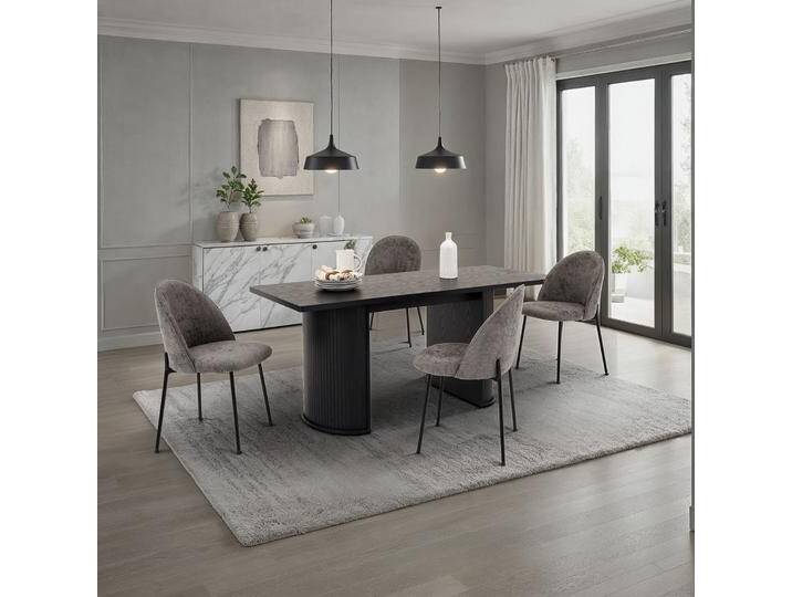 Essgruppe GUARDA mit 4 Stühlen – Schwarz/Grau Essgruppe GUARDA mit 4 Stühlen – Schwarz/Grau von CARO-Möbel