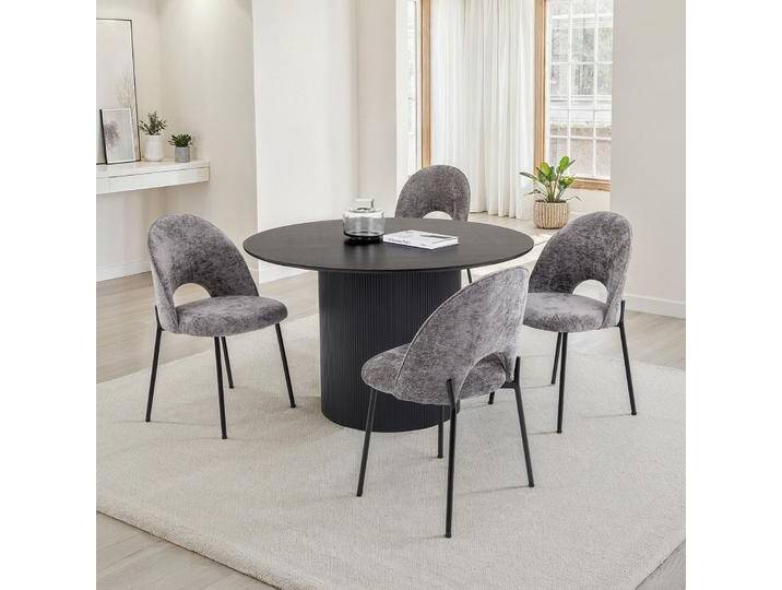 Essgruppe VIANNEY 1 Tisch mit 4 Stühlen – Schwarz/Grau von CARO-Möbel