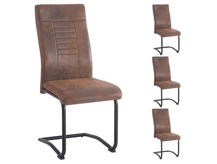 Esszimmerstuhl ALBA 4er-Set, Schwinggestell aus Metall, Stoff in Vintage von CARO-Möbel