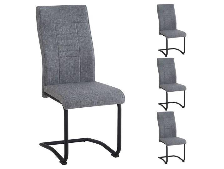 Esszimmerstuhl ALBA 4er-Set, Schwinggestell aus Metall, Stoff in grau von CARO-Möbel