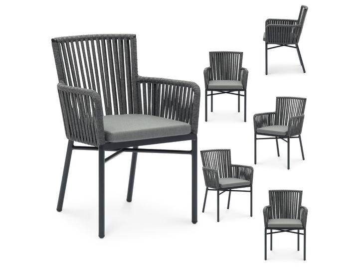 Gartenstuhl AFUERA stapelbar 6er Set - schwarz/grau von CARO-Möbel
