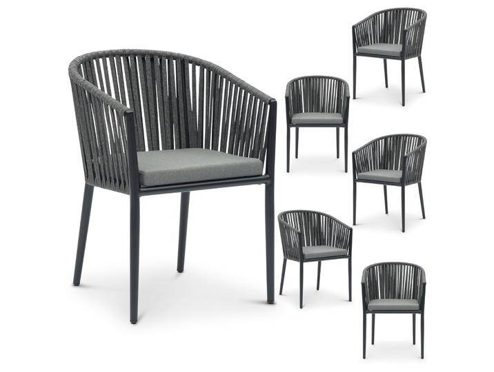 Gartenstuhl ISOLA stapelbar 6er Set - Schwarz/Anthrazit von CARO-Möbel