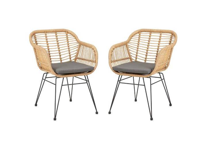 Gartenstuhl PARAMO 2er Set aus Polyrattan – Natur/Grau mit Metallgestell in schwarz von CARO-Möbel